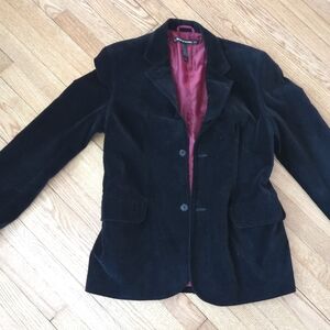 DKNY Black Velvet Blazer with Burgundy Satin Lining